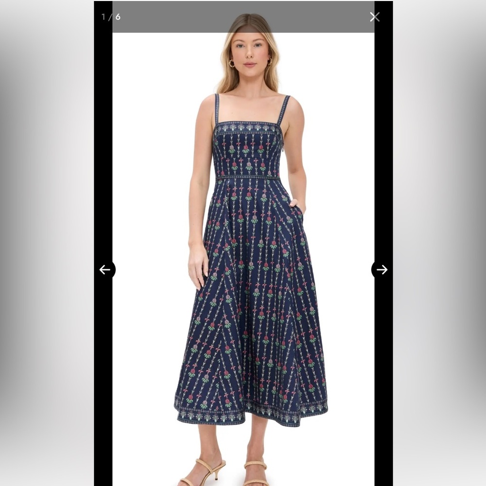 The Margot dress Hill House small in navy trailing fern